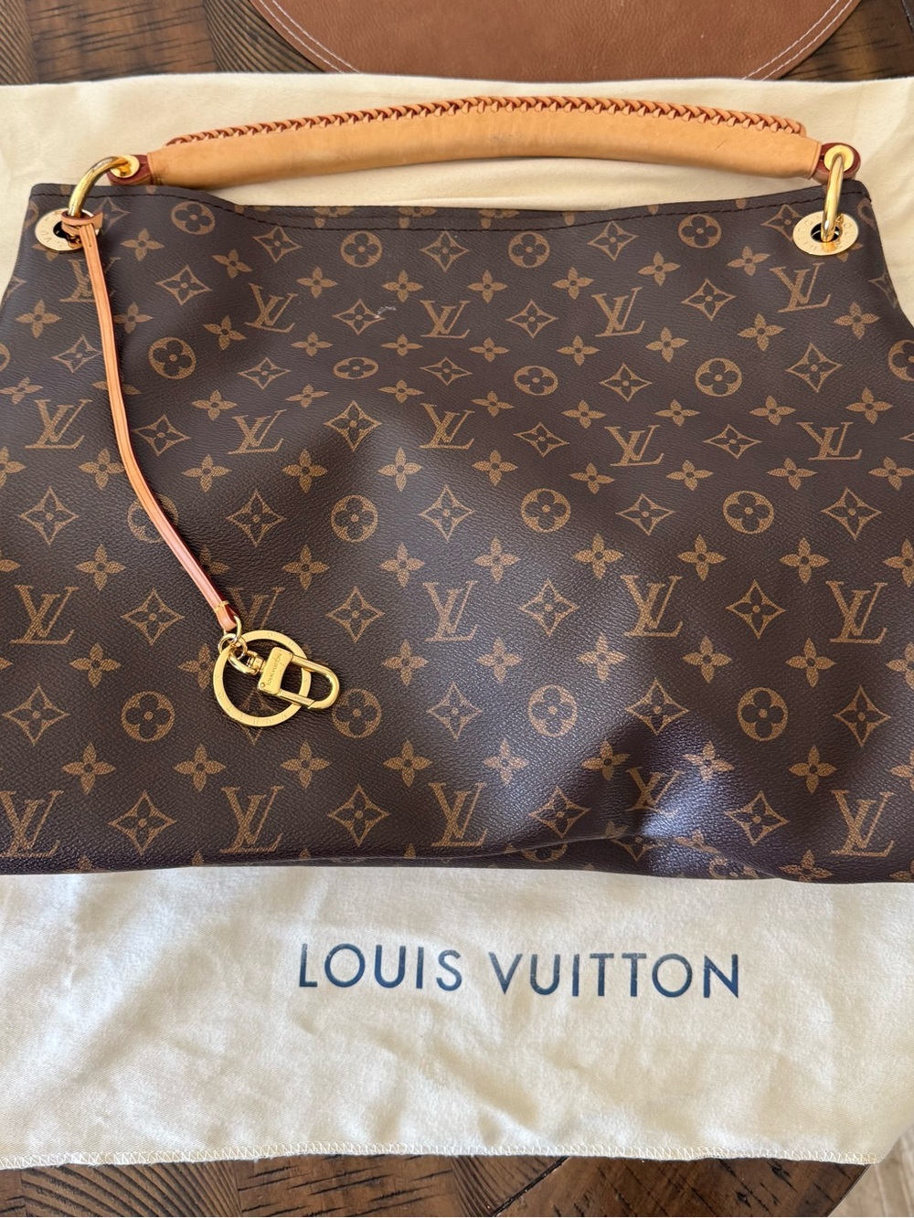 Louis Vuitton Monogram Canvas Hobo Shoulder Bag with Tan Trim